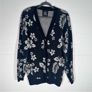 Urban Outfitters Black White Hawaiian Button Front Cardigan Size Medium